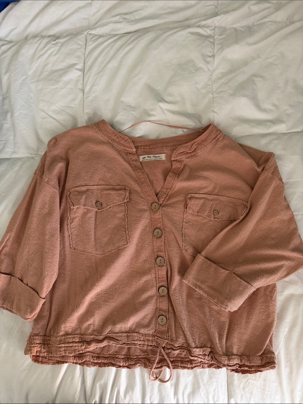 We The Free Dusty Rose Button-Front Shirt Jacket